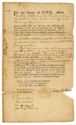 Probated will of John Watkins, 1783