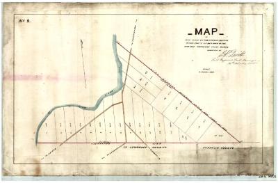 Map of Land Ceded by the St. Regis Indians to the State of New York in the Year 1825 containing 888.66 acres