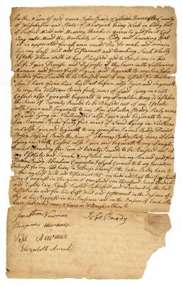 Probated will of John Brady, 1784