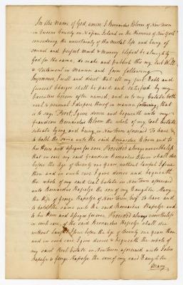 Probated will of Bernardus Bloom, 1784