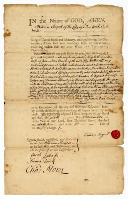 Probated will of William Bogert, 1784