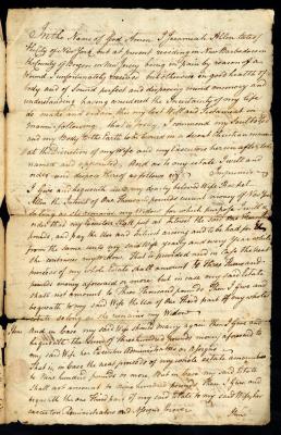 Probated will of Jeremiah Allen, 1784