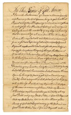 Probated will of Derrick Amberman, 1784