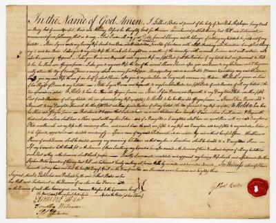 Probated will of Gilbert Bates, 1784