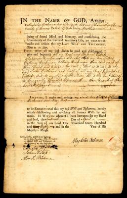 Probated will of Magdalen Beekman, 1784