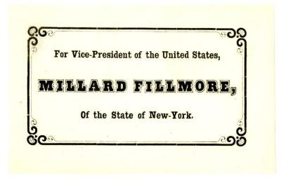 Electoral College ballot for Millard Fillmore as Vice President 