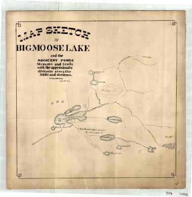 Map of Big Moose Lake and the Adjacent Lakes, Ponds, Streams and Trails