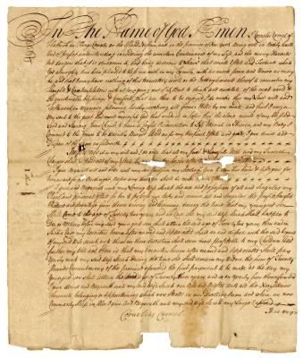 Probated will of Cornelius Cornel, 1784