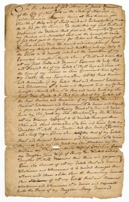 Probated will of Jacob Brouwer, 1784