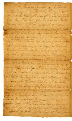 Probated will of Abraham Carpenter, 1784