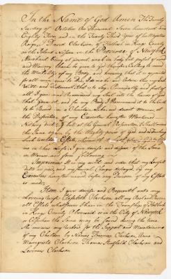 Probated will of David Clarkson, 1784