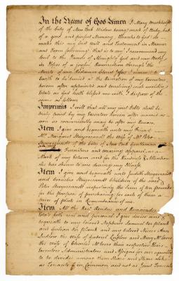 Probated will of Mary Brockholst, 1784
