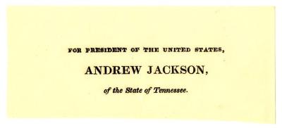 Electoral College ballot for Andrew Jackson as President