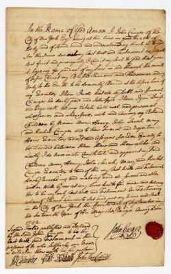 Probated will of John Cruger, 1784