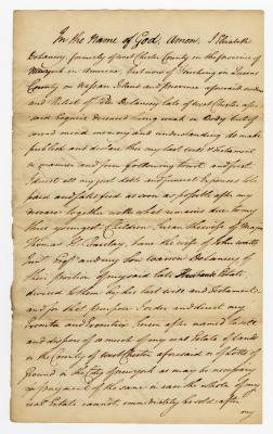 Probated will of Elizabeth Delancy, 1784