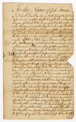 Probated will of Robert Dunkley, 1784