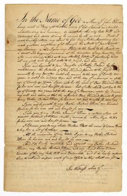 Probated will of John Ellison, 1784