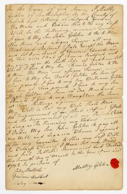Probated will of Maltby Gelston, 1784