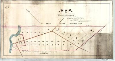 Map of Land Ceded by the St. Regis Indians to the State of New York in the year 1824 containing 1023.34 acres