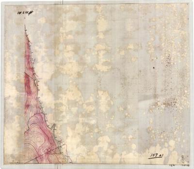 Map showing marshland, trees, and elevation, with numbered points 40-63 along an unnamed river