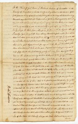 Probated will of Richard Jackson, 1784
