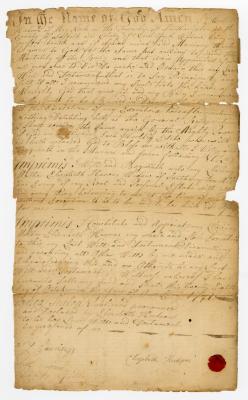 Probated will of Elizabeth Hudson, 1784
