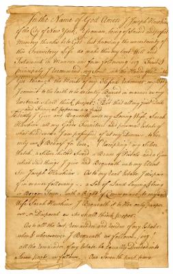 Probated will of Joseph Hawkin, 1784