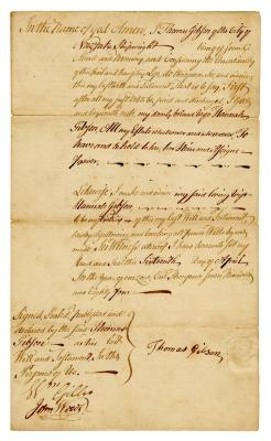 Probated will of Thomas Gibson, 1784