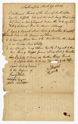 Probated will of Nathaniel Herrick, 1784