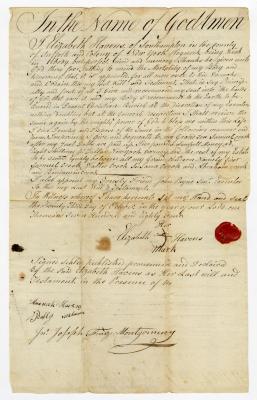 Probated will of Elizabeth Havens, 1784