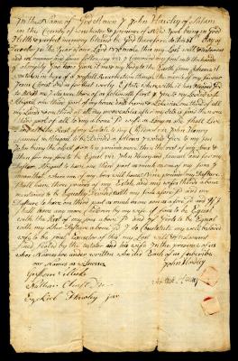 Probated will of John Hawley, 1784