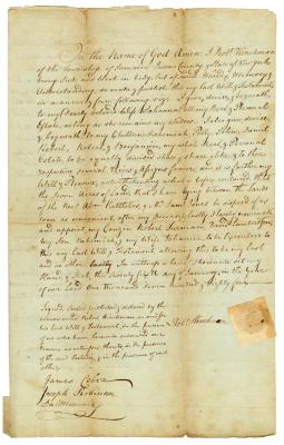 Probated will of Robert Hinchman, 1784