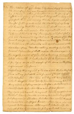 Probated will of Richard Miller, 1784