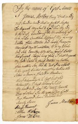 Probated will of James Morton, 1784