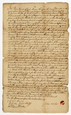 Probated will of James Miller, 1784