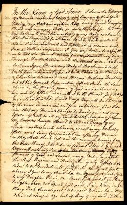 Probated will of Samuel Messenger, 1784