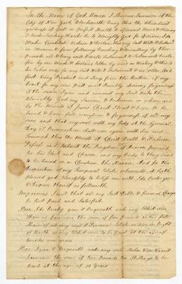 Probated will of Thomas Lawrence, 1784