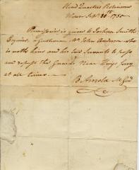 Pass for Joshua Smith and John Anderson, 1780