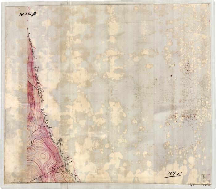 Map showing marshland, trees, and elevation, with numbered points 40-63 along an unnamed river