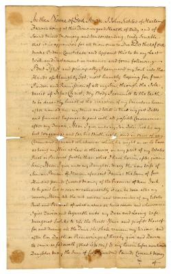 Probated will of Johannes Sickles, 1784
