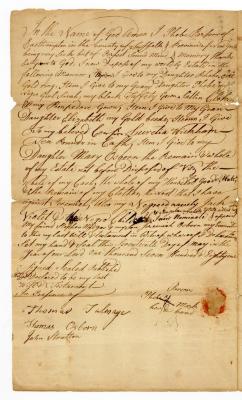 Probated will of Phebe Parsons, 1784