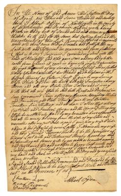 Probated will of Albert Ogden, 1784