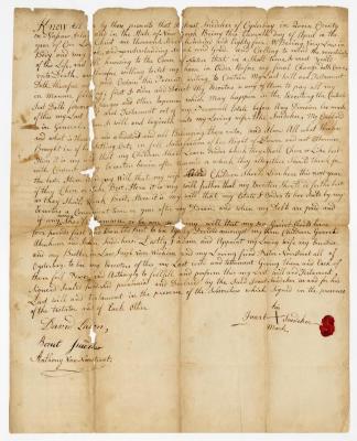 Probated will of Joast Snedeker, 1784