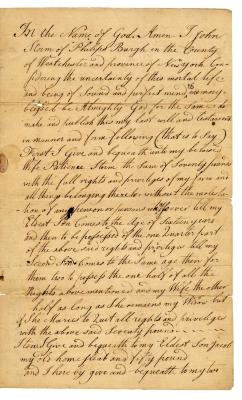 Probated will of John Storm, 1784