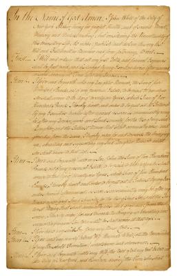 Probated will of John White, 1784