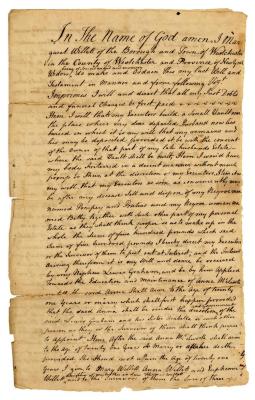 Probated will of Margaret Willett, 1784