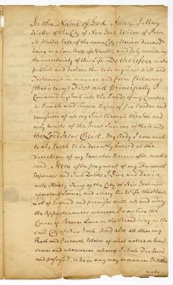 Probated will of Mary Waller, 1784