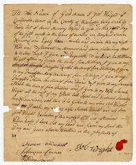 Probated will of Job Wright, 1784