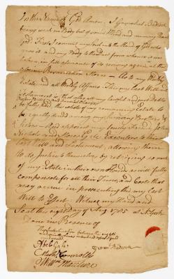 Probated will of Gamahil Badcock, 1785