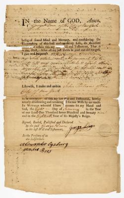 Probated will of George Dean, 1785